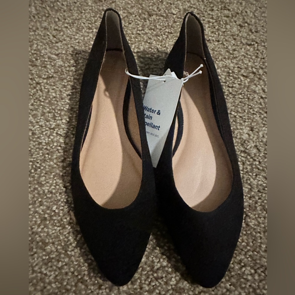 Old Navy - Black Faux Suede Flat - Size 8